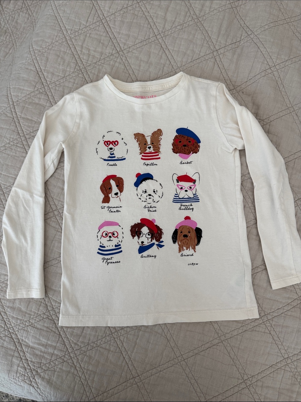 Crewcuts Cream Long-Sleeve Tee with Colorful Dog Graphics
